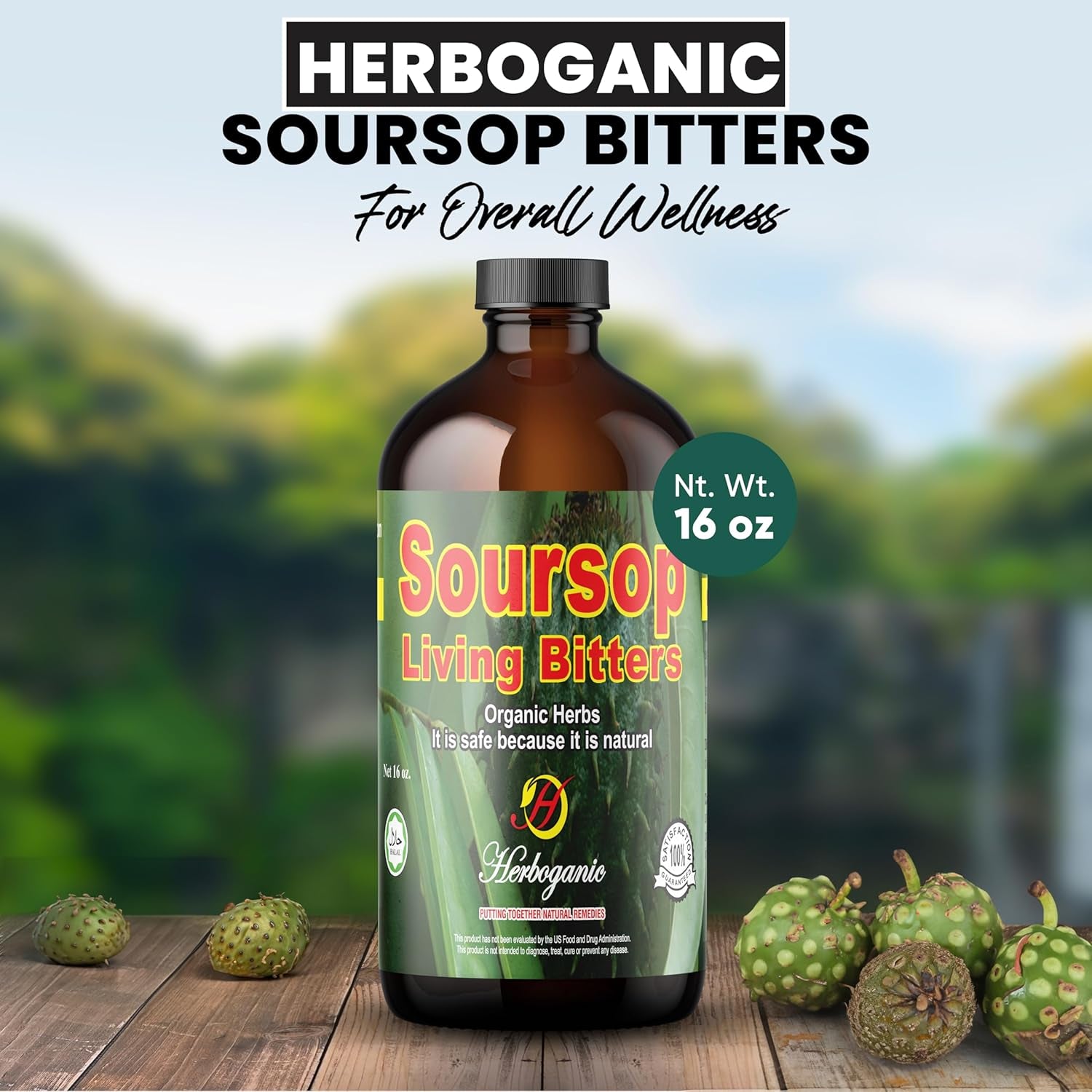 Herboganic Soursop Living Bitters for Overall Health and Wellness | Pack of 2 | 16 Oz 