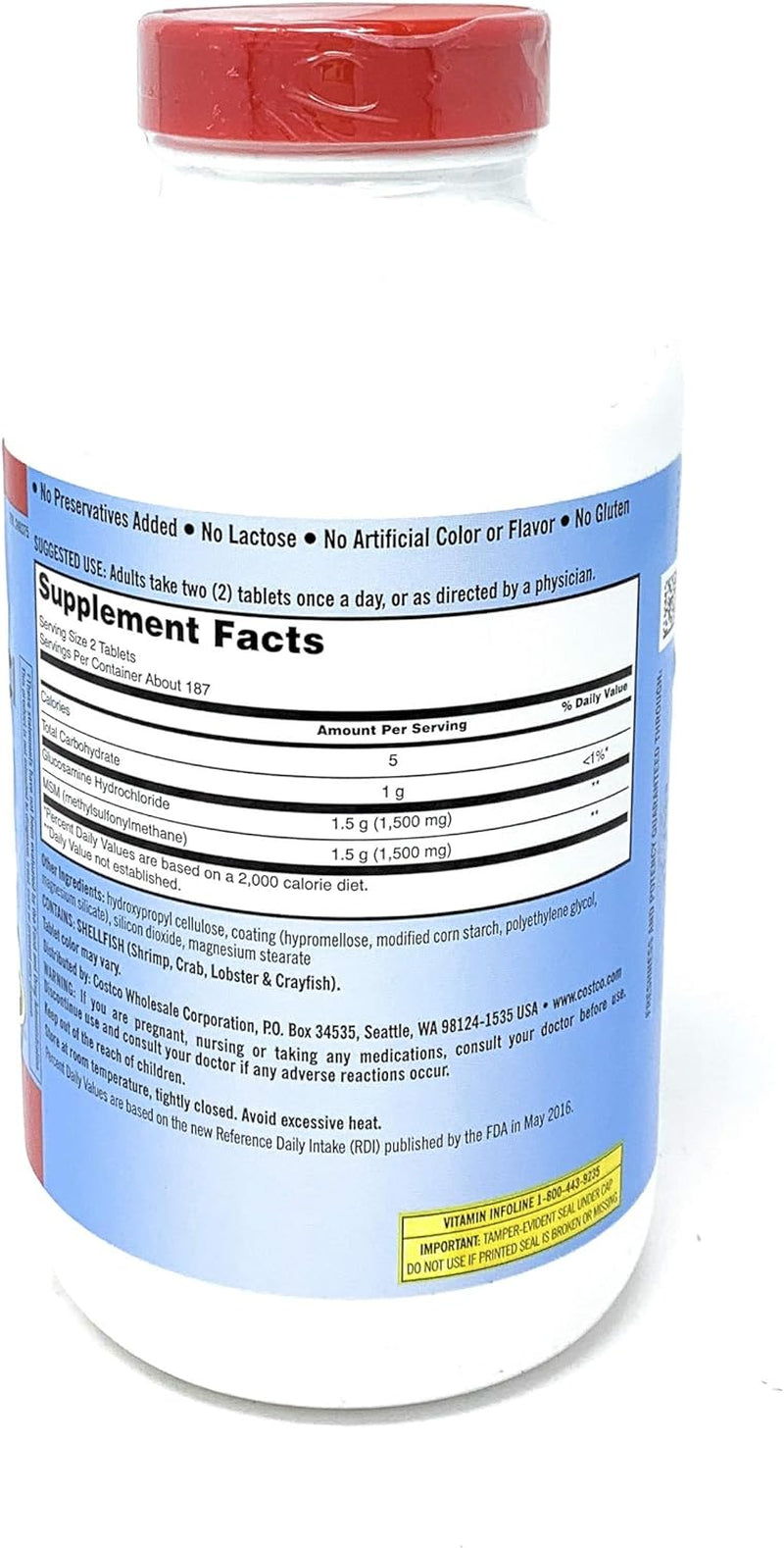 Kirkland Signature Glucosamine with MSM, 375 Tablets
