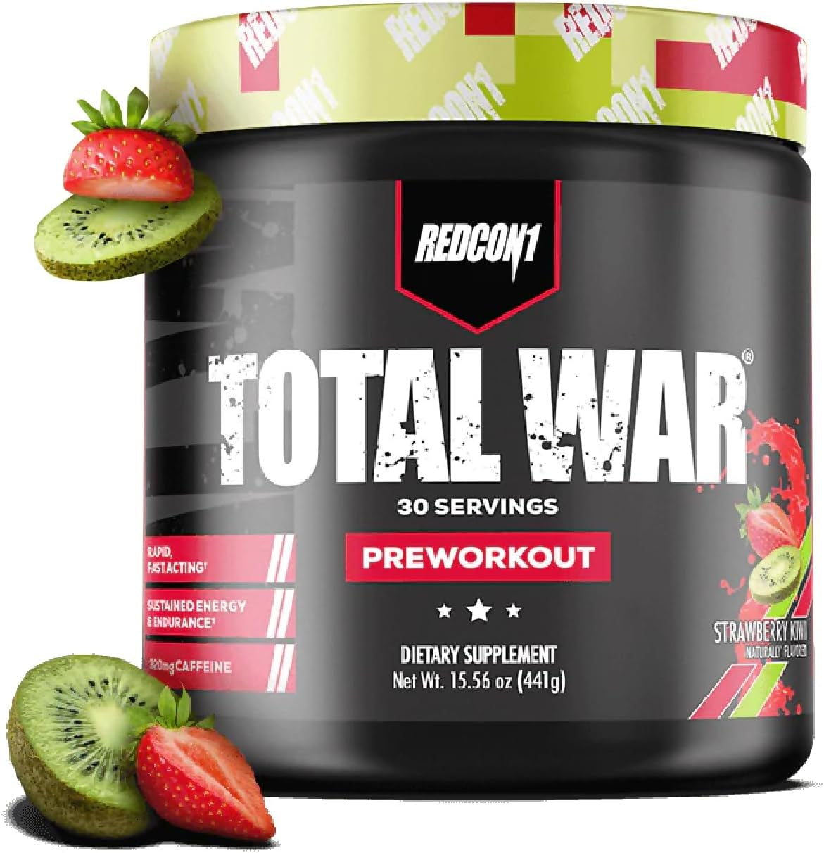REDCON1 Total War Pre Workout Powder, Blue Lemonade - Beta Alanine + Citrulline Malate Keto Friendly Preworkout for Men & Women with 320Mg of Caffeine - Fast Acting (30 Servings)