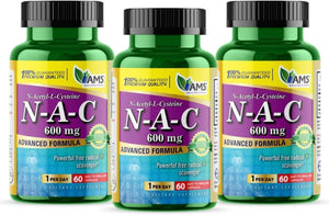 America Medic & Science NAC 600Mg – NAC Supplement for Lung Health & Immune Support, Liver Support & Antioxidants – N-Acetyl-L-Cysteine – 60 Capsules (Pack of 3)