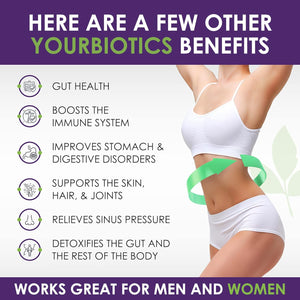 Yourbiotics Prebiotics and Probiotics for Men & Women - Digestive Enzymes with Probiotics and Prebiotics Acid Resistant - Women & Mens Probiotics for Gut Health Immune Support & Digestion - 60 Count