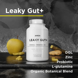 Leaky Gut Supplements - Advanced Formula with Bioavailable L Glutamine, Zinc, Turmeric, Licorice Root - Bowel and Stomach Probiotics & Fermented Prebiotics - Vegan, Non-Gmo - 90 Capsules