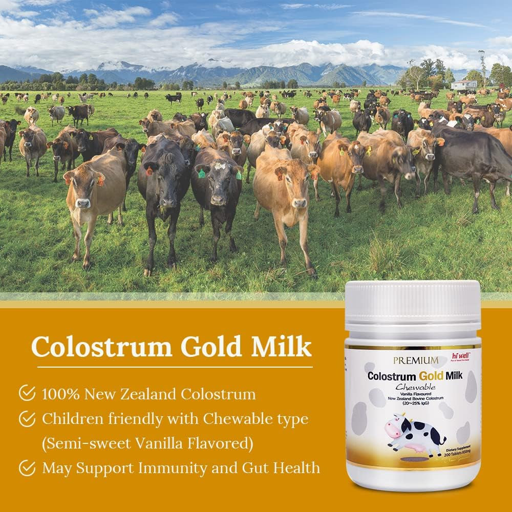 Hi Well Premium Grass-Fed Colostrum Gold Milk 200Tablets