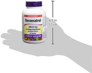 Webber Naturals Resveratrol with Grape Seed Extract, 200Mg/25Mg, 90 Capsules 