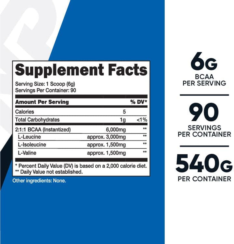 Nutricost BCAA Powder 2:1:1 (Unflavored, 90 Servings) - Branched Chain Amino Acids