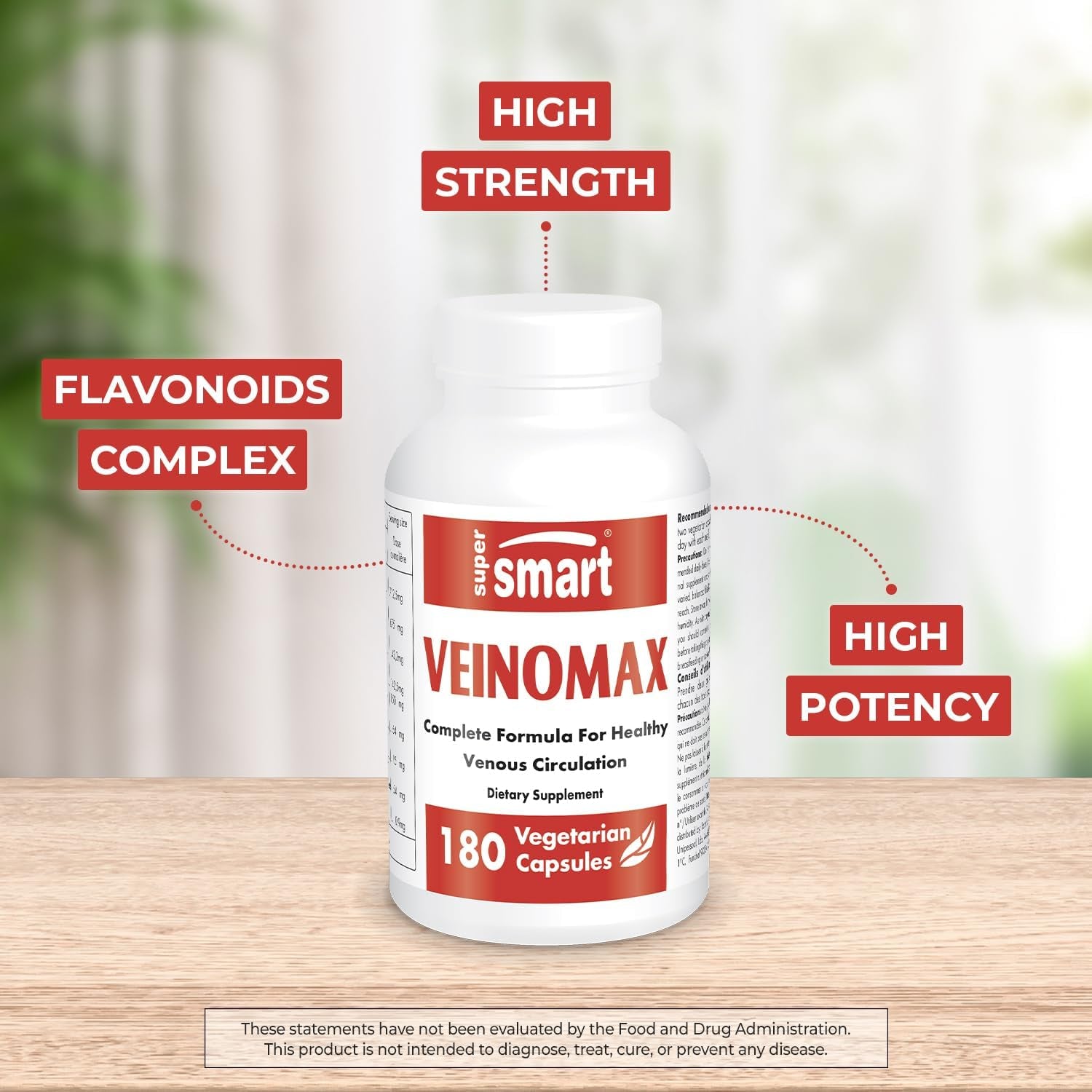 '- Veinomax (Advanced Complex) - with Diosmin, Hesperidin, Horse Chestnut, Vitexin - Veins Supplement | Non-Gmo & Gluten Free - 180 Vegetarian Capsules
