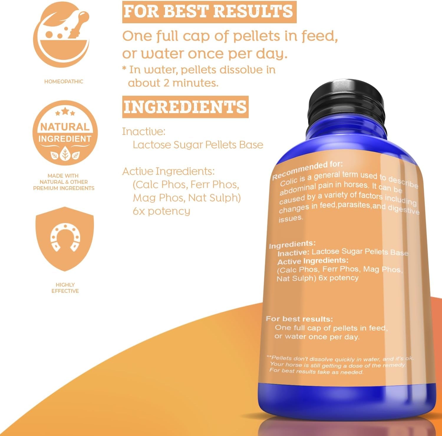 All-Natural Horse Colic Support - Reduces Abdominal Pain and Other Stomach Issues - Supplements for Horses - Homeopathic & Highly Effective - 300 Tablets