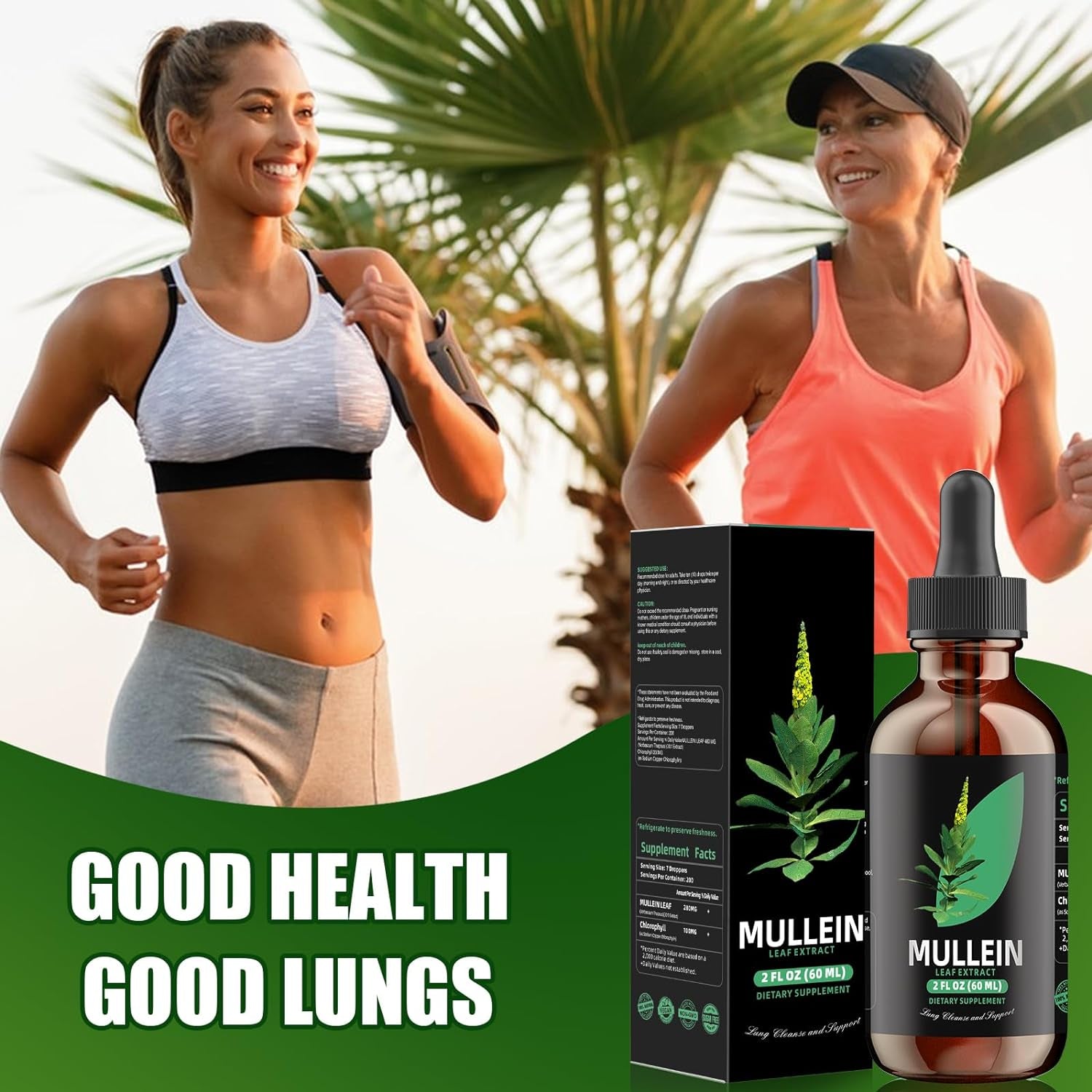 Mullein Drops for Lungs - Mullein Leaf Extract for Lungs Cleanse - Respiratory Lung Health, Herbal Supplement Made in USA Vegan 