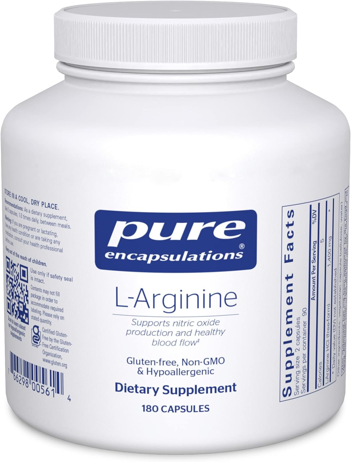 L-Arginine - 1,400 Mg - Support Nitric Oxide Production - Heart Health & Blood Flow - Gluten Free & Non-Gmo - 180 Capsules by My Store