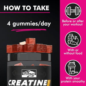 KP Creatine Monohydrate Gummies Mixed Berry for Men & Women, 100% Creatine Mixed Berry Gummies, 5G per Serving + Vegan, Sugar Free, Mixed Berry + Strength, Energy, Muscle & Booty Gain - 120 Count