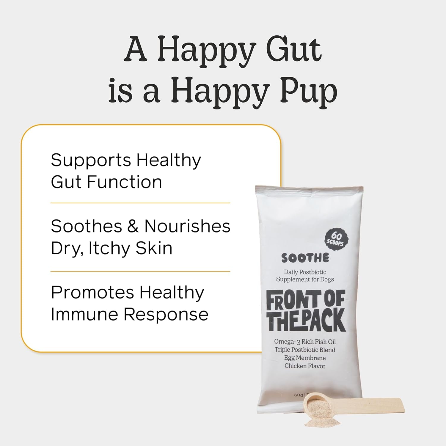 Soothe Immune Support Dog Supplement | Probiotics and Postbiotics for Allergies and Dog Gut Health | Fights Paw Licking, Itchy Skin and Ear Infection | Promotes Healthy Skin and Coat | 60 Scoops