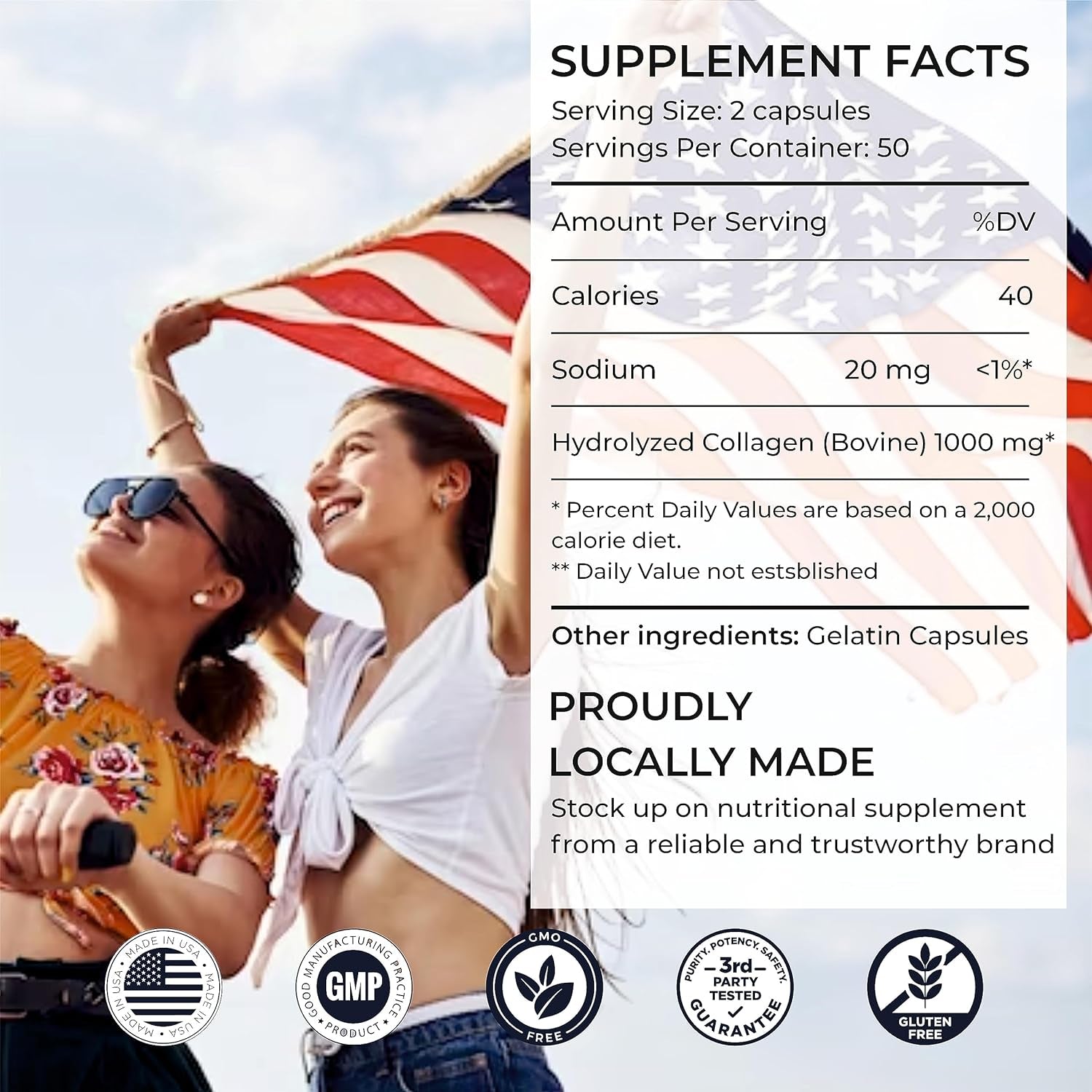 Bovine Collagen Supplements for Men and Women I Hydrolyzed Grass Fed Bovine Collagen Peptides Dietary Supplement for Joint, Nerve & Bone Support - Non-Gmo, Anti-Aging - 100 Capsules