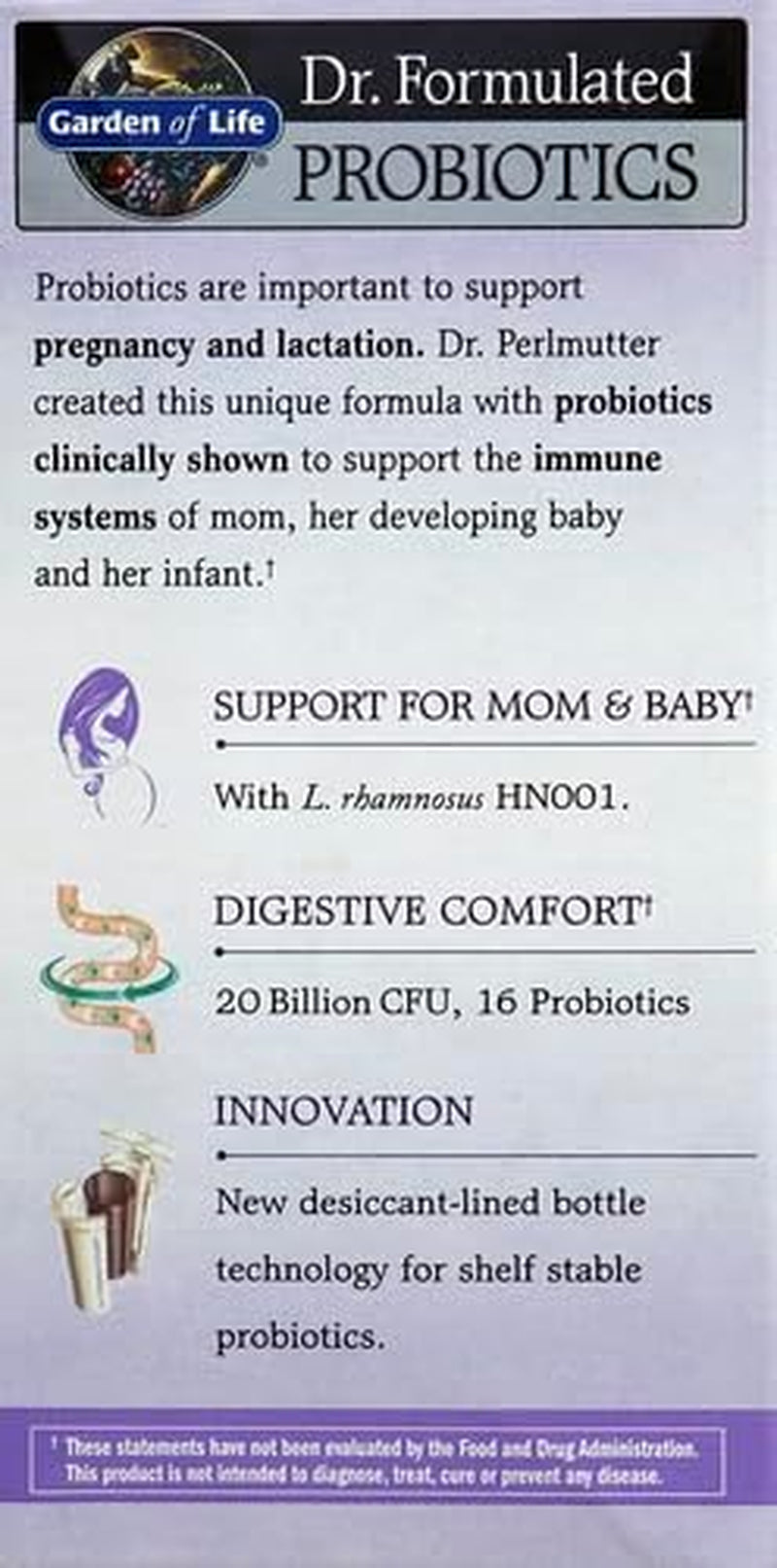 '- Dr. Formulated Probiotics Once Daily Prenatal - Acidophilus and Bifidobacteria Probiotic Support for Mom and Baby - Gluten, Dairy, and Soy-Free - 30 Vegetarian Capsules 