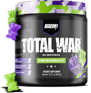 REDCON1 Total War Pre Workout Powder, Blue Lemonade - Beta Alanine + Citrulline Malate Keto Friendly Preworkout for Men & Women with 320Mg of Caffeine - Fast Acting (30 Servings)