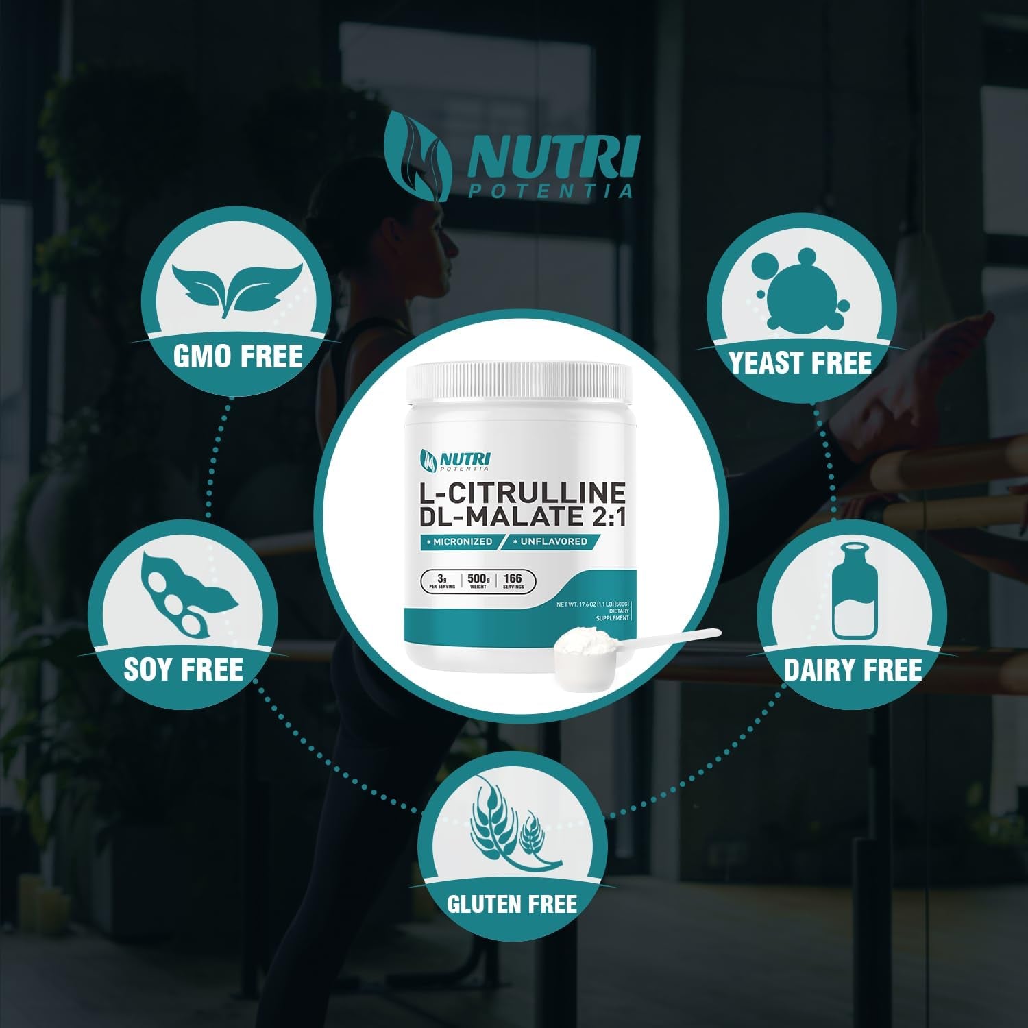 L-Citrulline Malate 2:1 Powder, Pure L Citrulline Malate Supplement Pre Workout Powder, Unflavored, No Additives (500G-1.1Lbs)