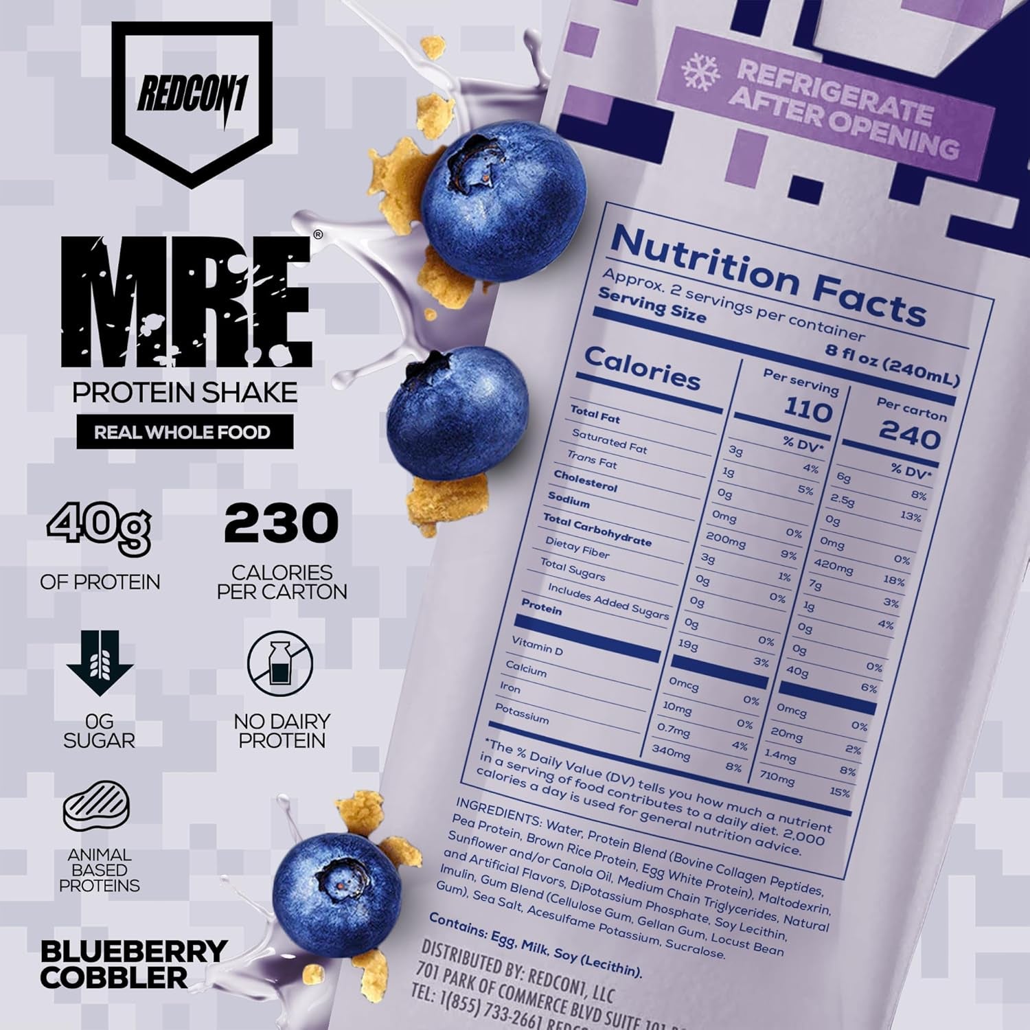 REDCON1 MRE Ready to Drink Protein Shakes, Salted Caramel - Protein Drinks with Whole Food Sources - Sugar Free RTD Shake Formulated to Fuel Athletes at Any Time (12 Pack)