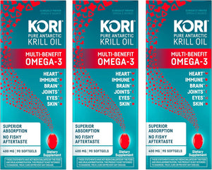 Kori Krill Oil Omega-3 400Mg, 270 Mini Softgels | Multi-Benefit Omega-3 Supplement | Superior Absorption Vs Fish Oil, Easy to Swallow