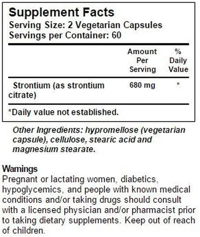 NSI Strontium - 680 Mg per Serving - 120 Vegetarian Capsules