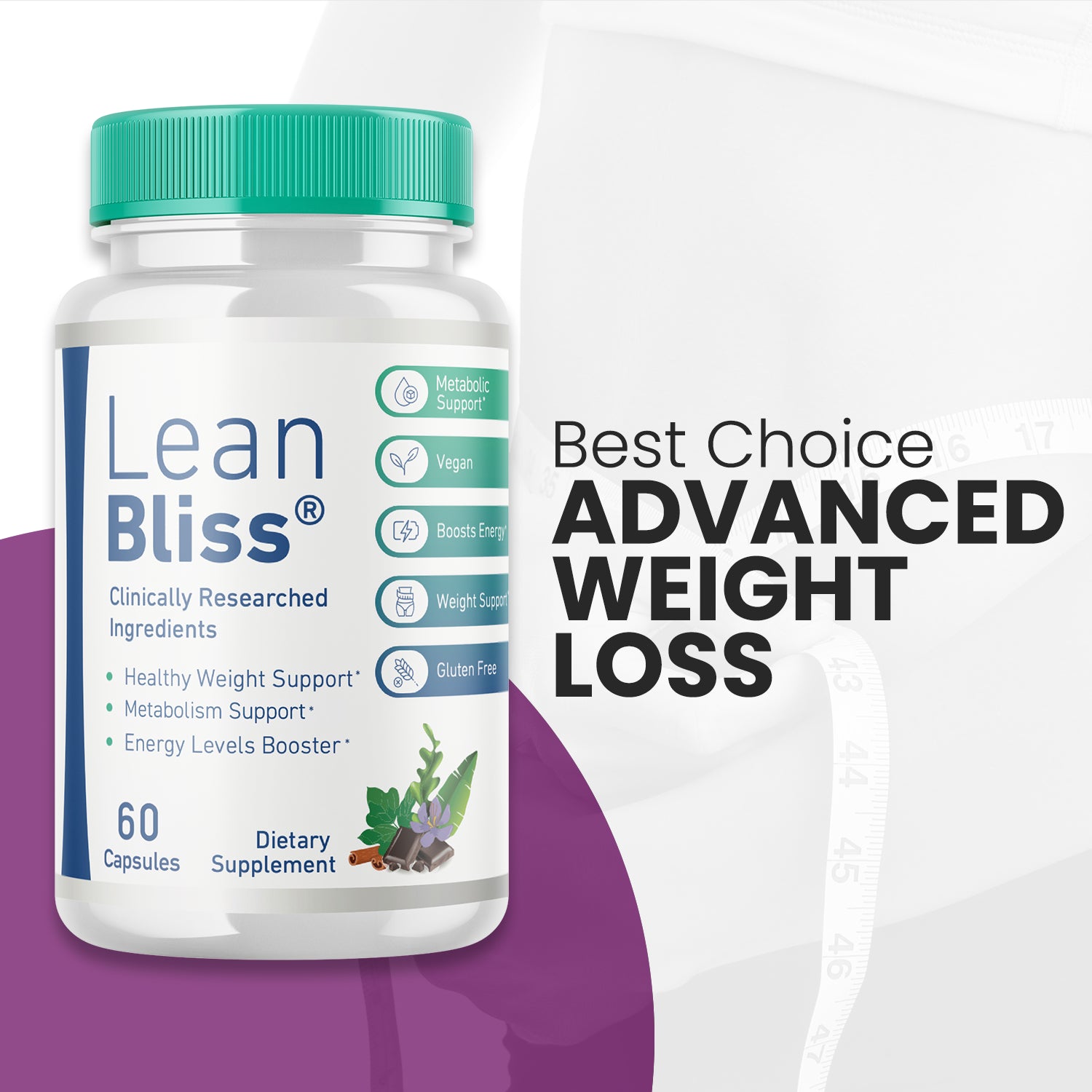 Lean Bliss, Leanbliss Supplement for Weight Loss & Fat Burning (60 Capsules) 