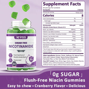 NEVISS Nicotinamide 500Mg Gummies + Marine Algae Calcium Gummies Bundle