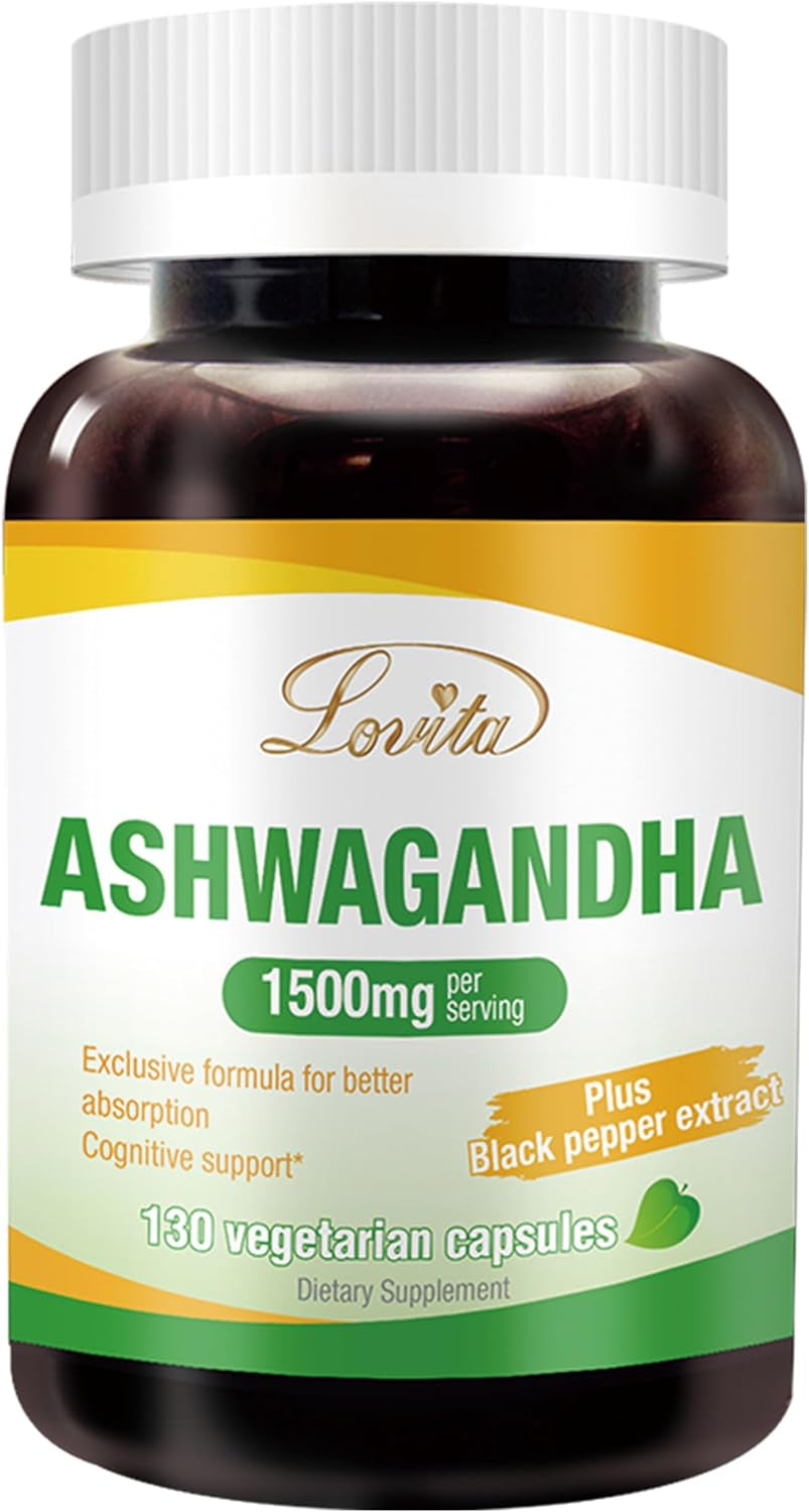 KSM-66 Ashwagandha | Highly Concentrated 22,500Mg Equivalent | 5% Withanolide | 95% Black Pepper Piperine | Stress Relief & Energy Support | Vegan, Gluten Free | 130 Capsules