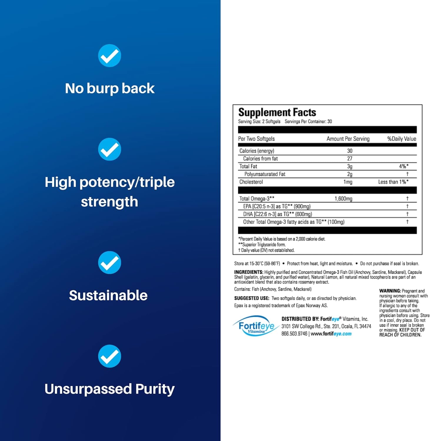 Super Omega-3 Fish Oil | 1600 Mg Omega 3 | with EPA and DHA | Natural Lemon Flavor 60 Servings