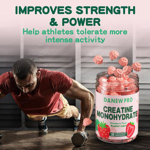 Creatine Monohydrate Gummies 5000Mg for Men & Women, Creatine Monohydrate for Muscle Strength, Muscle Builder, Energy Boost, Pre-Workout Supplement(120 Count)-Strawberry Flavor
