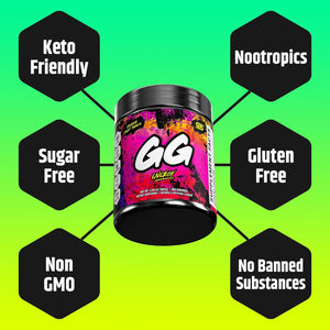 Gamer Supps, GG Energy Dragonfruit Punch (100 Servings) - Keto Friendly Gaming Energy and Nootropic Blend, Sugar Free + Organic Caffeine + Vitamins + Immune Support, Powder Energy Drink 