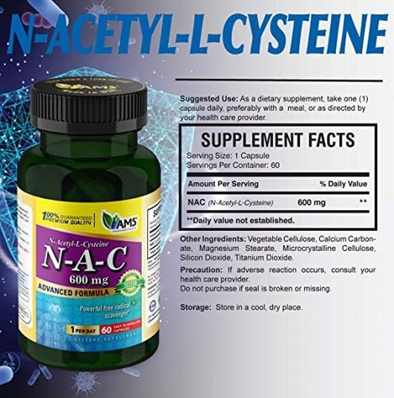 America Medic & Science NAC 600Mg – NAC Supplement for Lung Health & Immune Support, Liver Support & Antioxidants – N-Acetyl-L-Cysteine – 60 Capsules (Pack of 3)