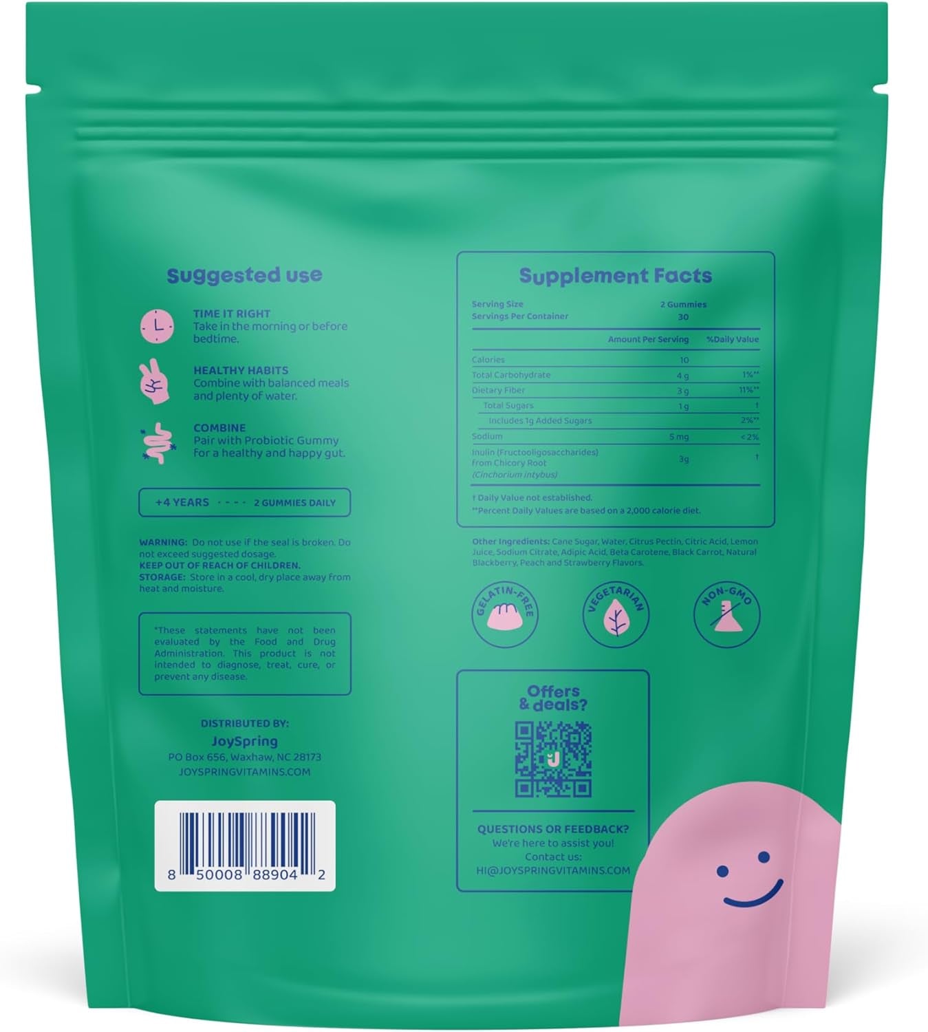 Joyspring Fiber & Melatonin Bundle with Naturally Sourced Kids Vitamins | Non-Alcoholic, Sugar-Free Liquid Drops Formula | Vegan & Vegetarian Liquid Drops and Gummies Supplement 