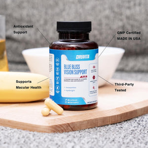 Blue Bliss Vision Support - Eye Vitamins with Lutein, Bilberry and Zeaxanthin - Vitamin Supplement for Macular Degeneration Support, Vision Health and Preservation for Adults Seniors 60 Capsules 