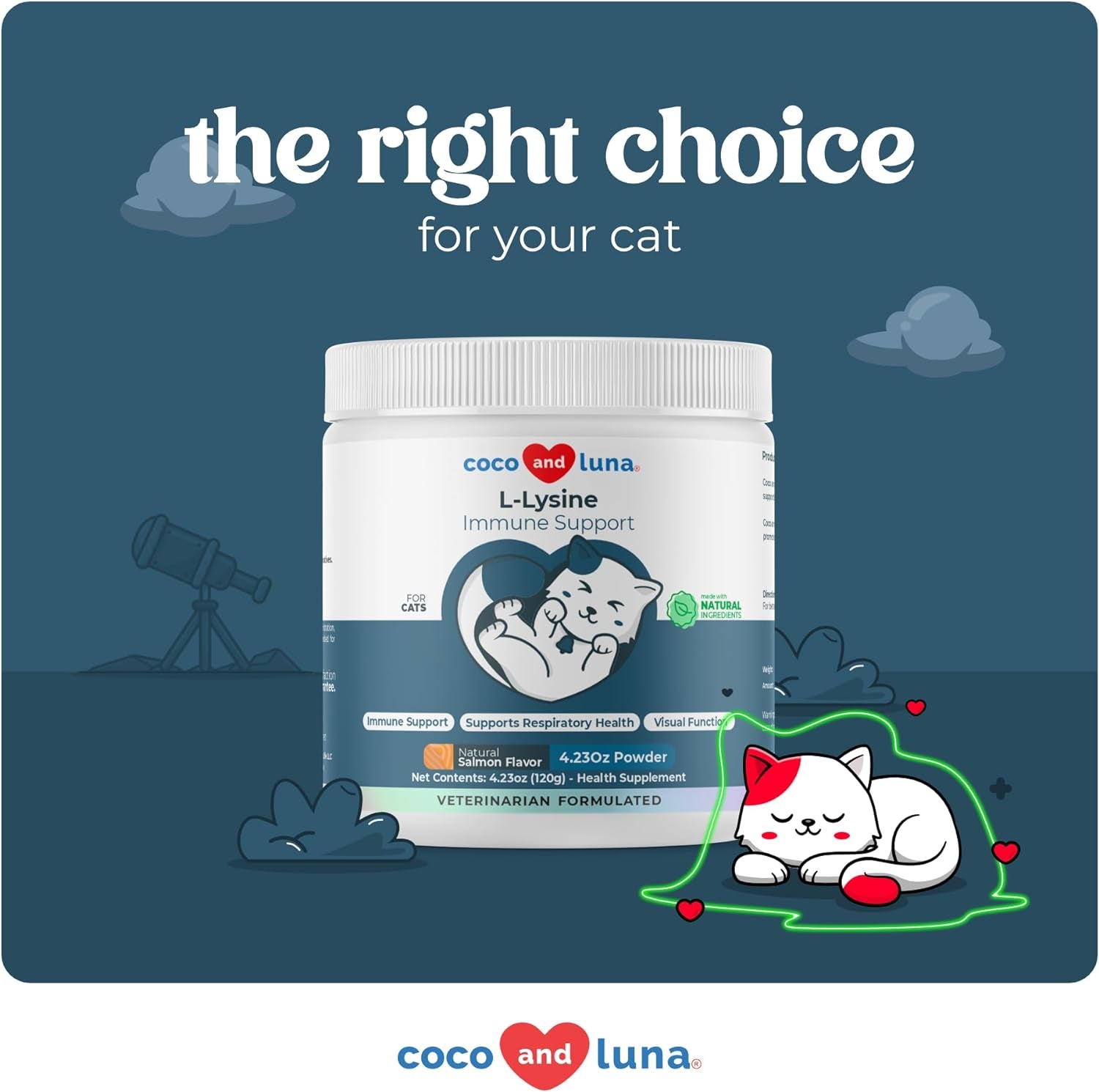 L-Lysine Supplement for Cats 900Mg/Scoop - Cat Supplement for Sneezing and Runny Nose, Cat Cold, Cat Immune Support, Eye Function, and Respiratory Health – Lysine Powder for Cat