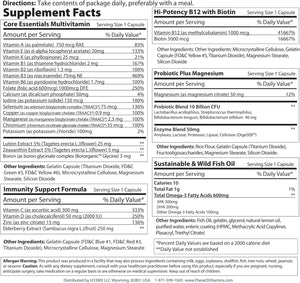 Planet 3 Vitamin Packs, Energy, Immune & Heart Support with Multivitamin, Vitamin D, Probiotics, Biotin, B12, Omega 3, Lutein - Daily Vitamins for Both Men & Women, Core Supplements, 30 Daily Packs