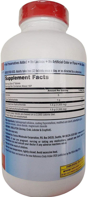 Kirkland Signature Extra Strength Glucosamine HCI 1500Mg, with MSM 1500 Mg, 375-Count Tablets