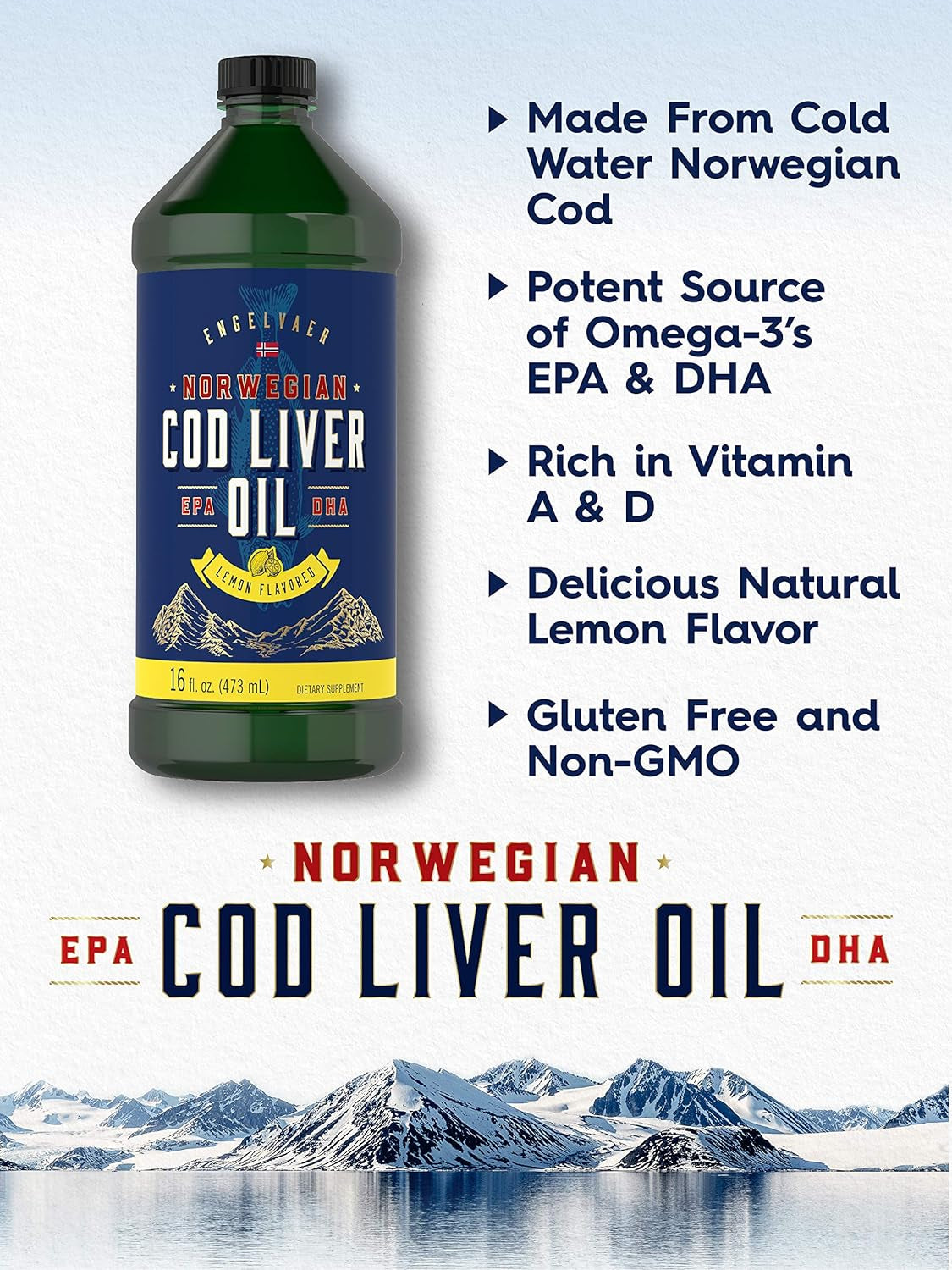 Carlyle Cod Liver Oil Liquid | 16 Fl Oz | Pack of 3 Bottles | Lemon Flavor | Norwegian | Non GMO, Gluten Free