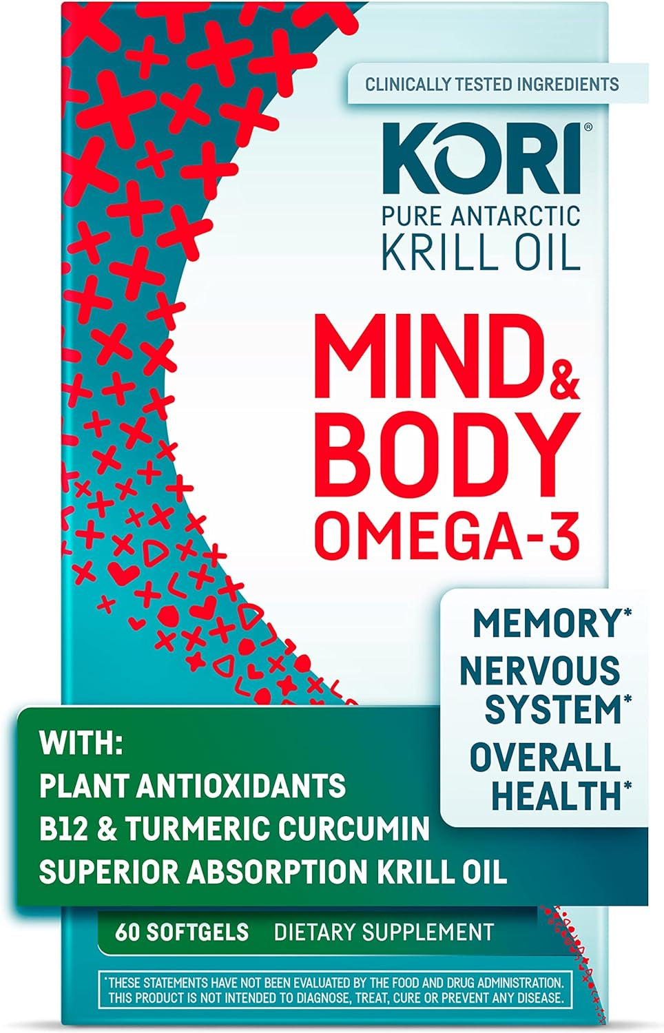 Kori Stress & Body Adaptogen Supplement - Krill Oil & Ashwagandha/Omega-3 Fatty Acids for Heart, Brain, Eye, & Joint Health/Occasional Stress, Mood, & Sleep Support / 80 Softgels