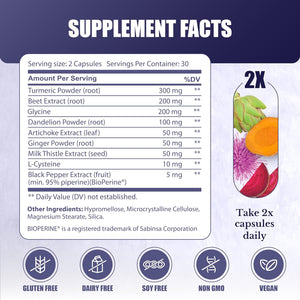 Liver Renew - Liver Cleanse Detox & Repair - Liver Support Supplement with Artichoke Extract, Milk Thisle, Dandelion and Turmeric - 60 Capsules