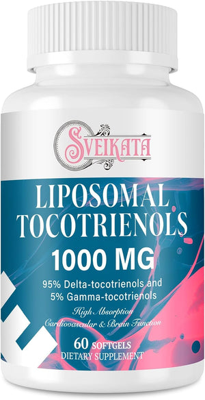Liposomal Tocotrienols Supplement 1000Mg, Vitamin E, Advanced Formula with 95% Delta-Tocotrienols, 5% Gamma-Tocotrienols - 60 Softgels （2 Bottle）