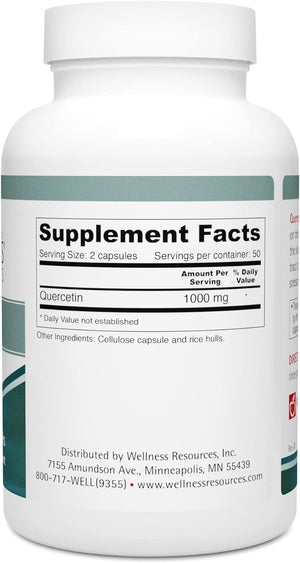 Wellness Resources Quercetin - Immune, Sinus and Allergy Support 1000Mg per Serving - (250 Caps/125 Servings) Vegan, Non-Gmo 