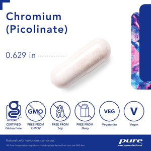 Chromium (Picolinate) 500 Mcg - for Lipid & Carbohydrate Metabolism* - Mineral Supplement - Superior Absorption Chromium Supplement - Vegan & Gluten Free - 180 Capsules