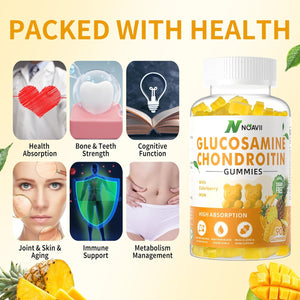Glucosamine Chondroitin Gummies with MSM & Elderberry Extra Strength - Joint Support, Antioxidant Immune Support Supplement for Adults, Men & Women-Pineapple Flavor-90 Count