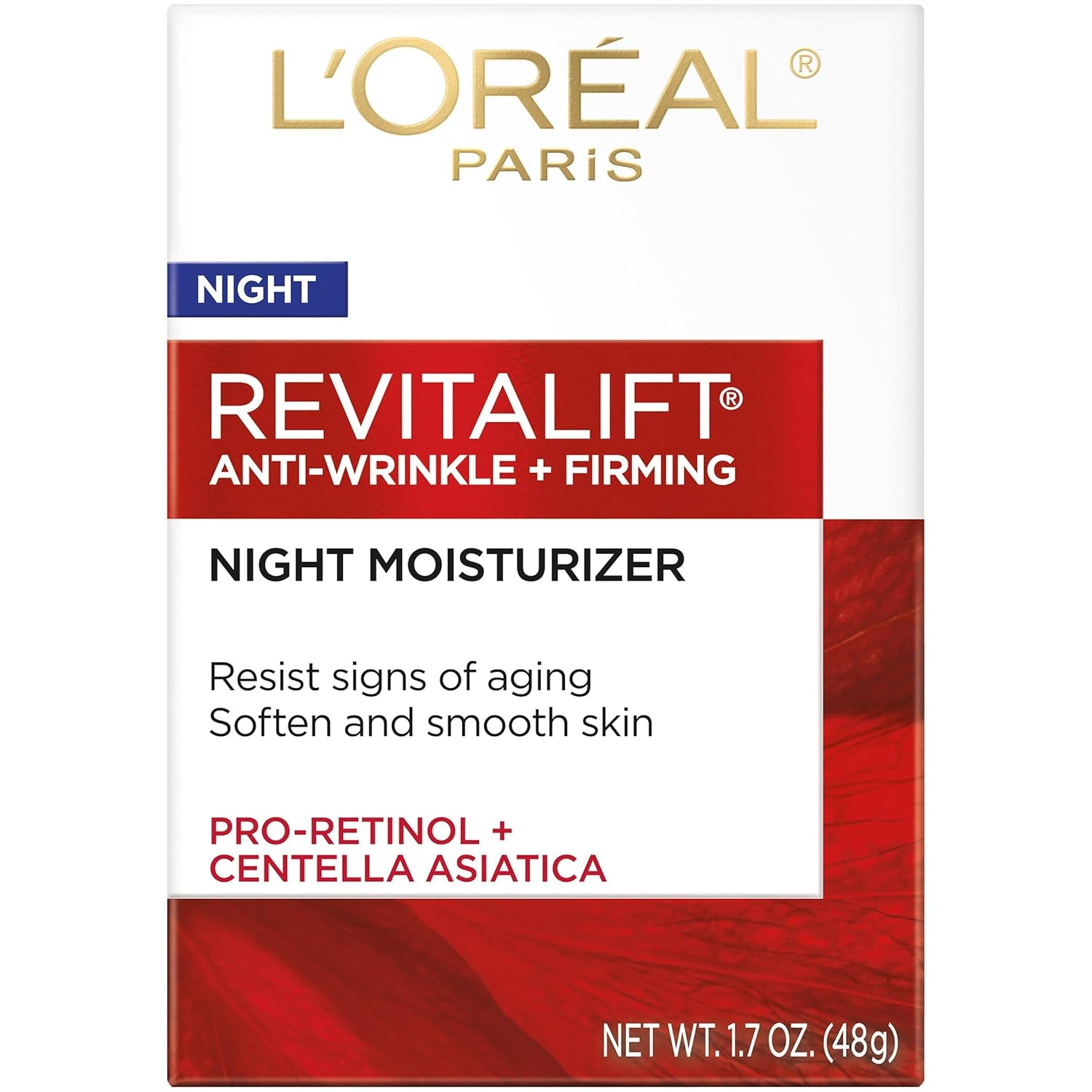 L'Oreal Paris, Revitalift Anti-Wrinkle + Firming Night Cream Moisturizer 1.7 Oz (Pack of 2)