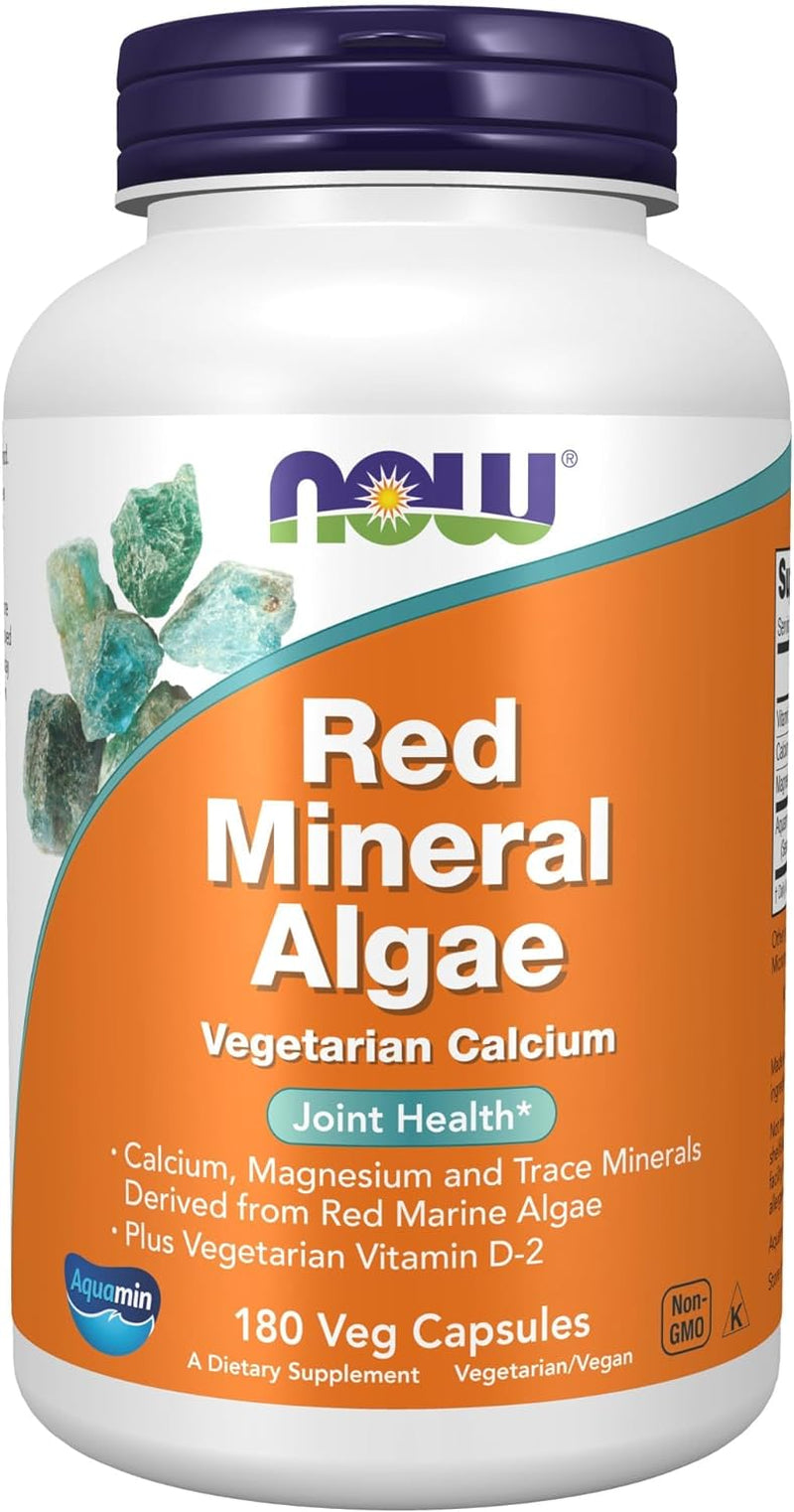 NOW Supplements, Red Mineral Algae plus Vitamin D-2, Joint Health*, 180 Veg Capsules