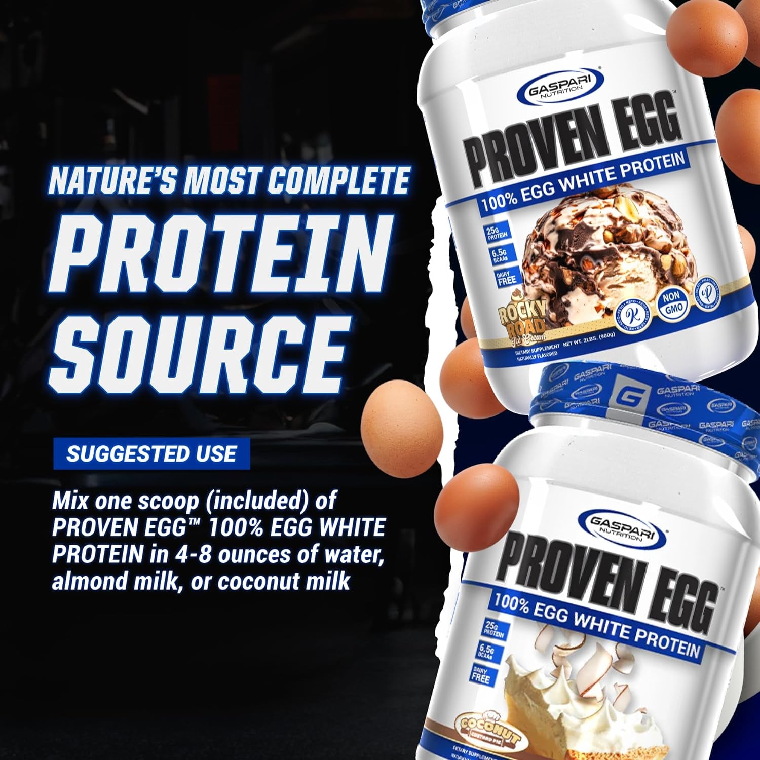 Gaspari Nutrition Proven Egg, 100% Egg White Protein, 25G Protein, Keto Friendly, Dairy Free, Lactose Free, Soy Free (2 Lbs, Peanut Butter Cup)