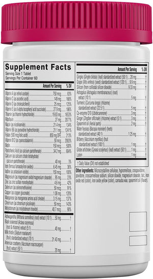 Swisse Daily Multivitamin for Women 50 and over | 41 Vitamins, Antioxidants and Minerals + Adaptogens | Energy, Stress & Immune Support | Womens 50+ Multivitamins Supplement | 60 Tablets