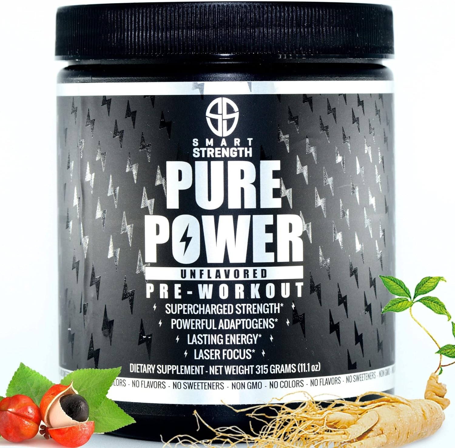 Pre Workout, Best All Natural Preworkout Supplement. Pure Power, Healthy Pump, Clean, Keto Vegan, Paleo, No Sugar Pre Work Out Powder for Men & Women, Strength & Energy - 315G Unflavored