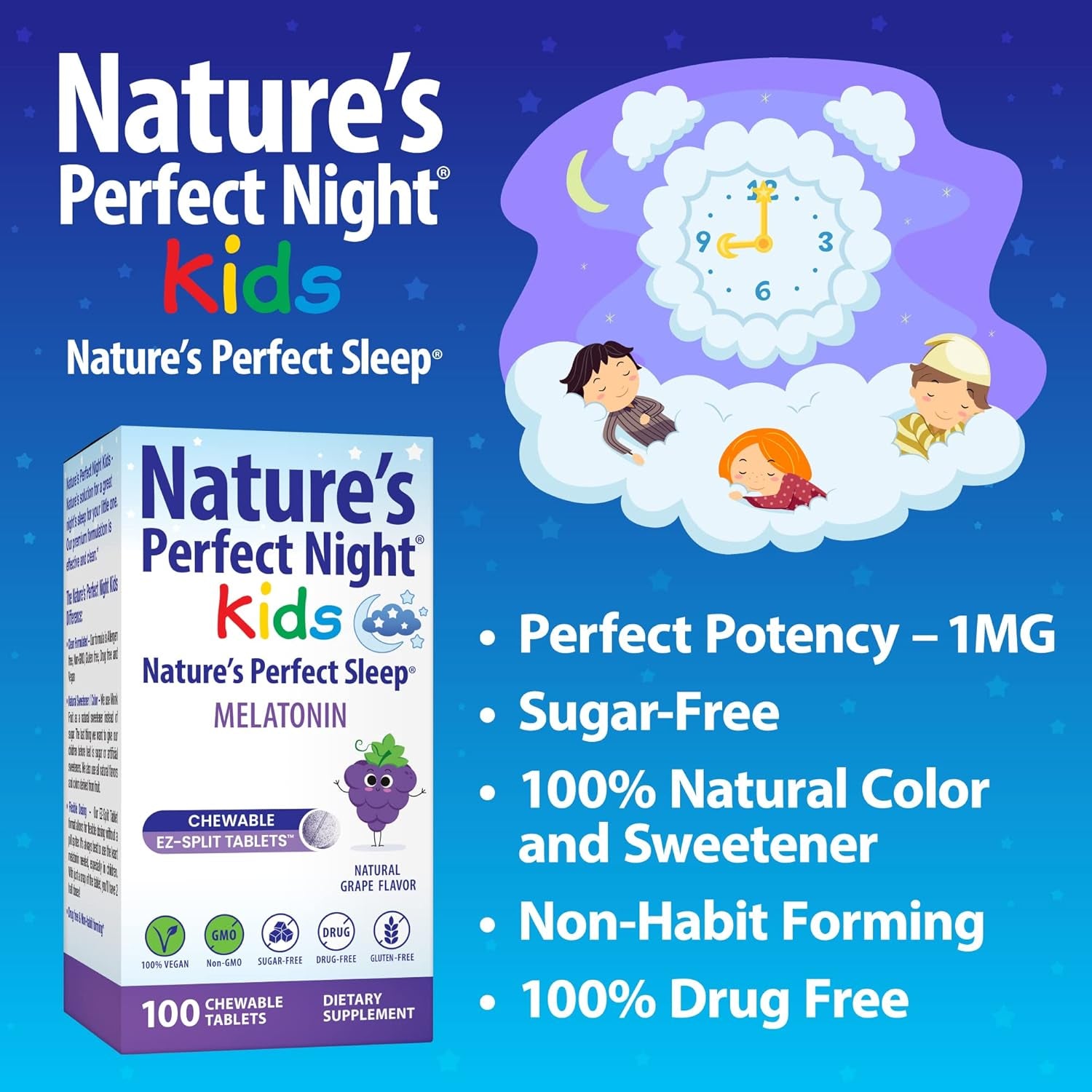 Nature'S Perfect Night Bundle | Melatonin 10Mg | Kids Melatonin 1Mg | Magnesium Glycinate | 180 Count | 100 Count | 180 Count | Sugar Free | Gluten Free | Non-Gmo | Vegan 