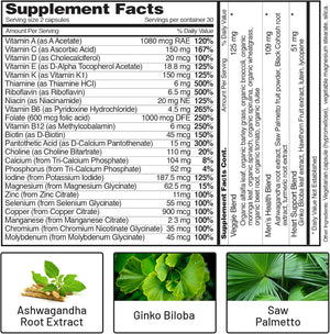 Snap Supplements Men'S Multivitamins - Daily Vitamins & Minerals for Men - Vitamin D, B12, Zinc, Herbs & Vitamin C for Energy & Immune Support, Multivitamin for Men, 60 Capsules