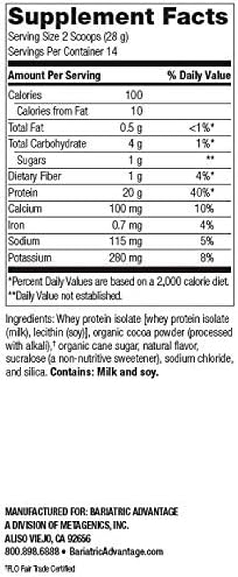 Bariatric Advantage High Protein Supplement Mix - Bariatric Protein Powder - 20 G Protein - for Pre- & Post-Bariatric Surgery Patients - with Iron, Calcium & More - 14 Servings - Vanilla