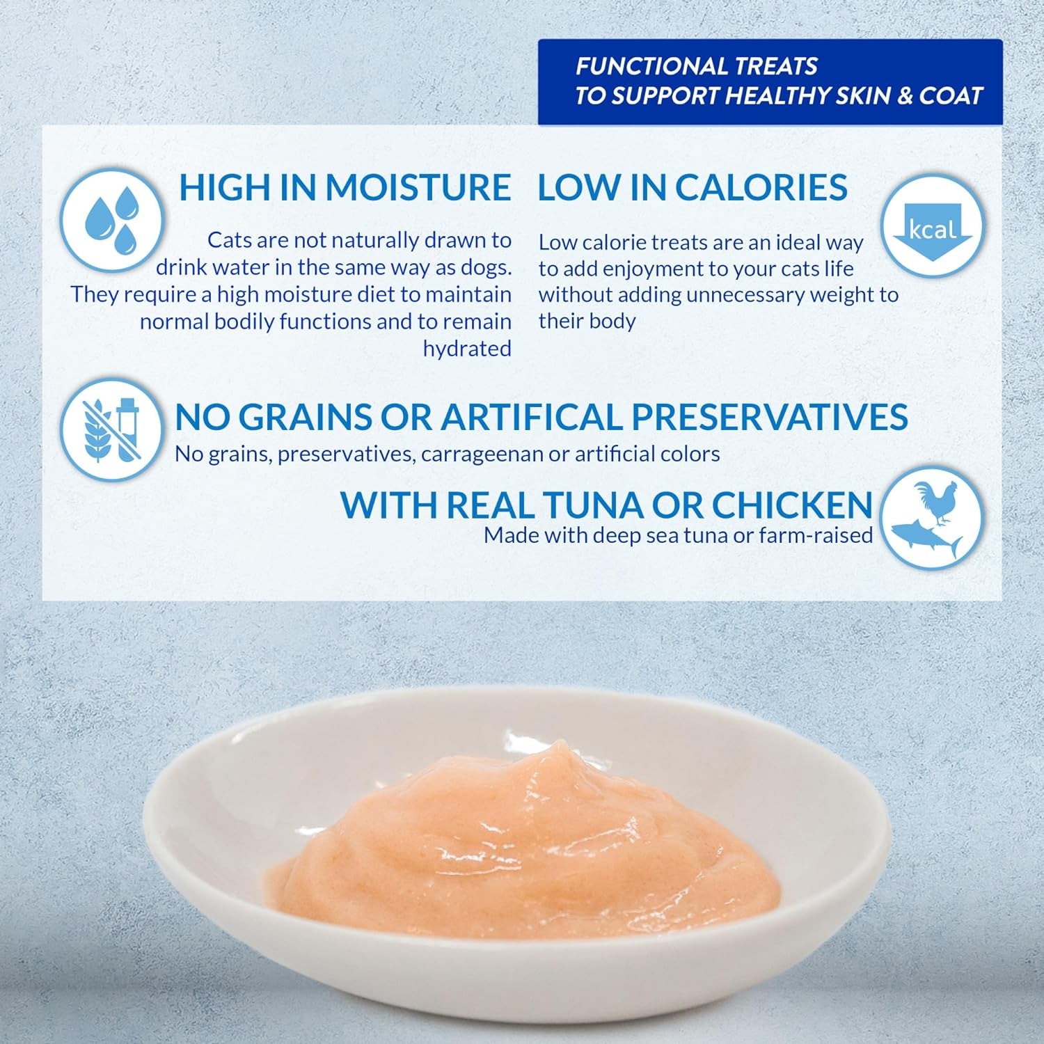 INABA Churu Lickable Purée Natural Cat Treats for Skin and Coat with Omega Oils, Taurine and Vitamin E, 0.5 Ounces Each, 24 Tubes (Four per Package), Tuna Recipe